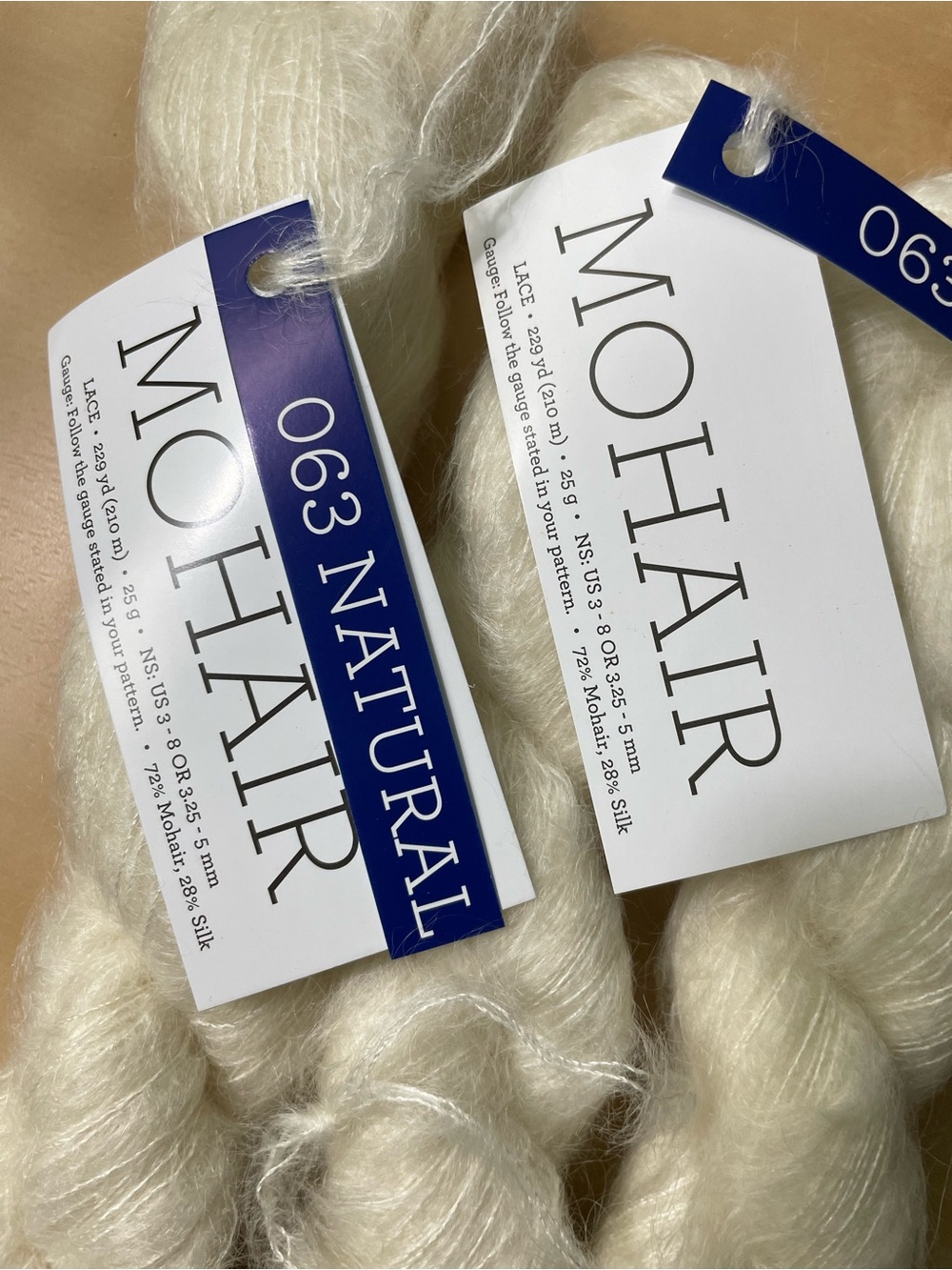 Malabrigo Mohair 3 skein bundle Natural Lace Weight Yarn - Soft Cream Skein - Picture 3 of 3